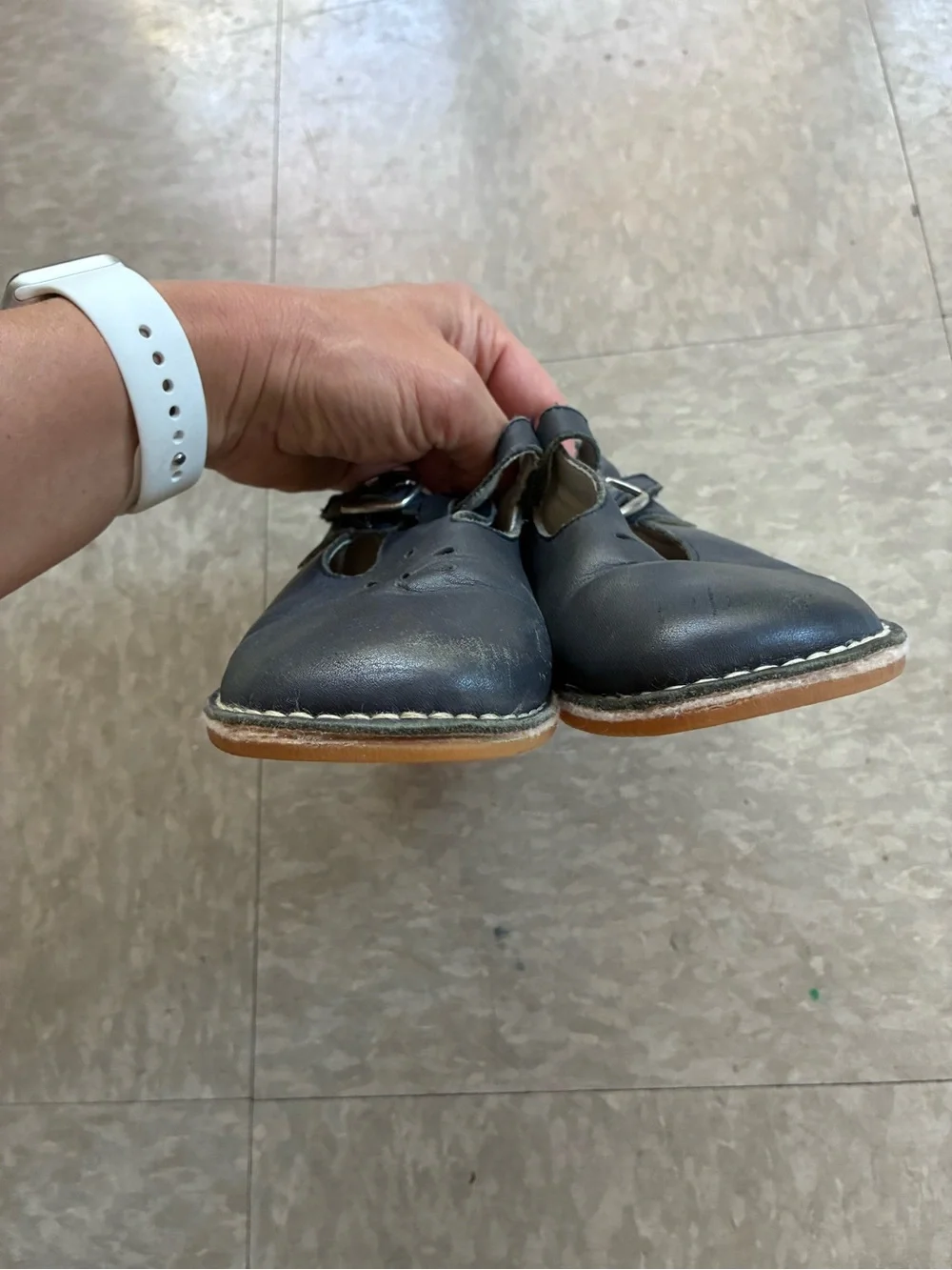 L’amour Girls Navy Leather Joy Classic Mary Jane Dress Shoes